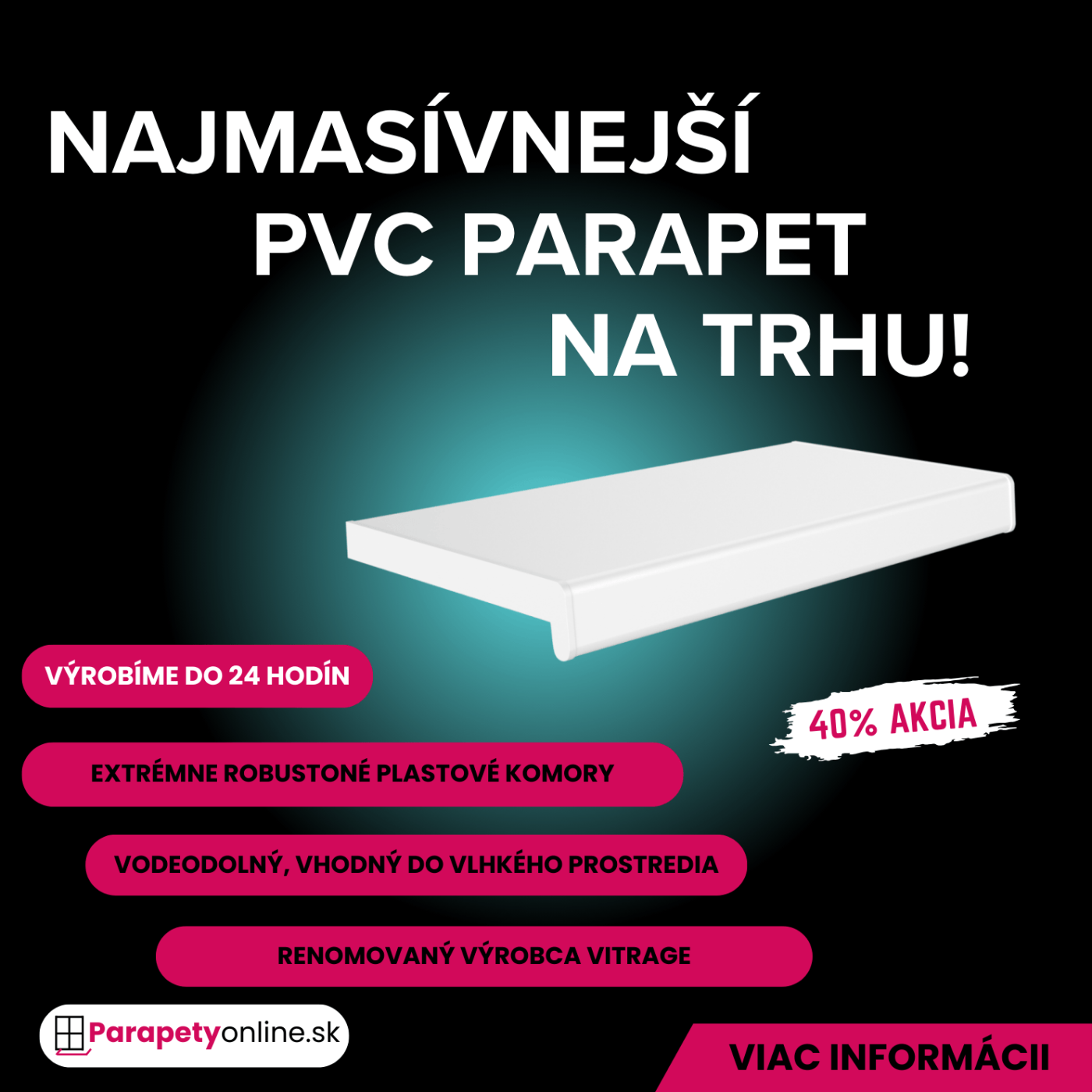 vnutorny pvc parapet premium biela